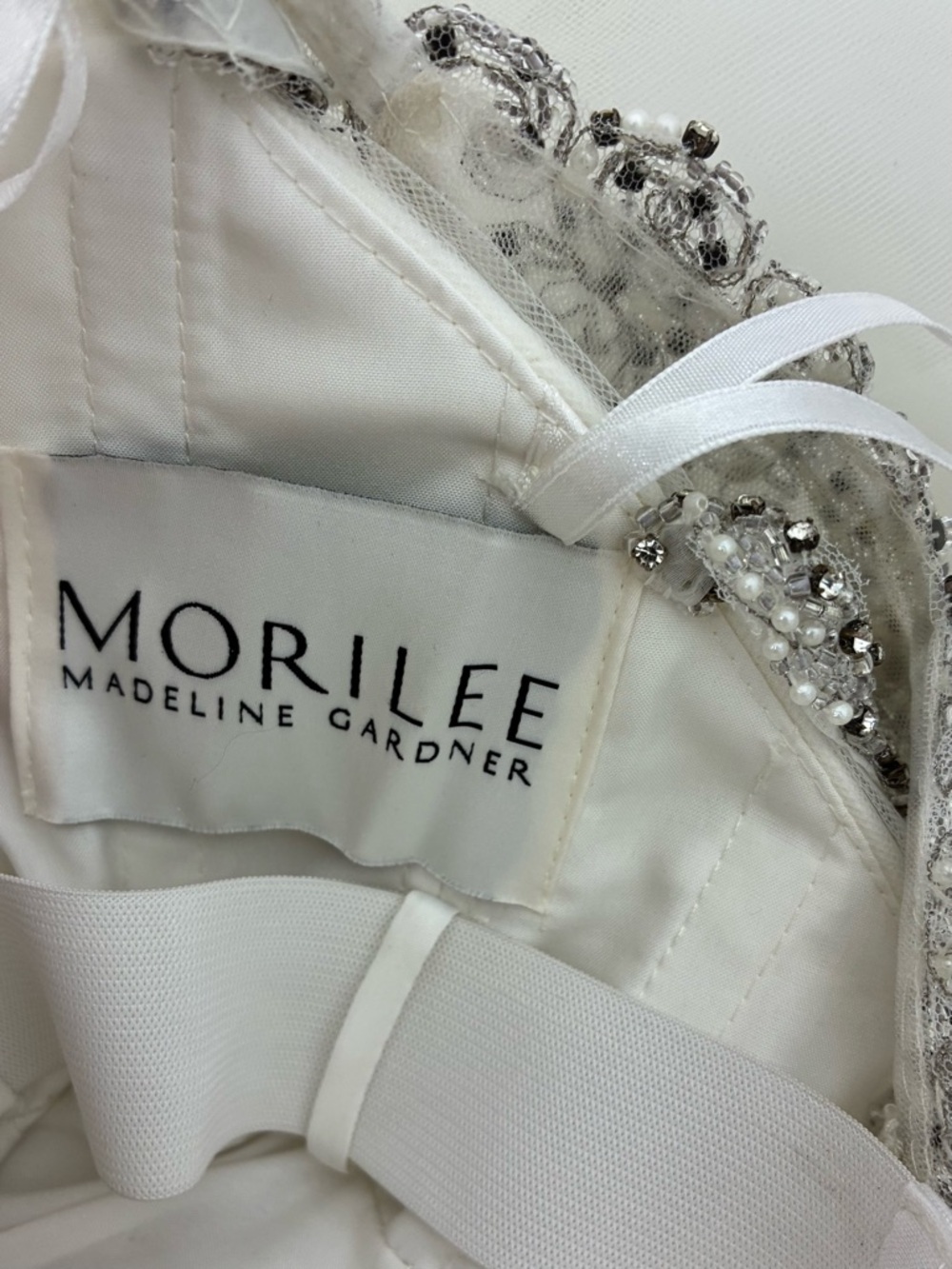 MORI LEE Weadding Dress 2873 Off-White USA 8 Crystal Beaded Tulle Ball Veil - Picture 16 of 17